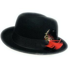 Mens Felt Hat Black Lowrider Fedora Derby Center